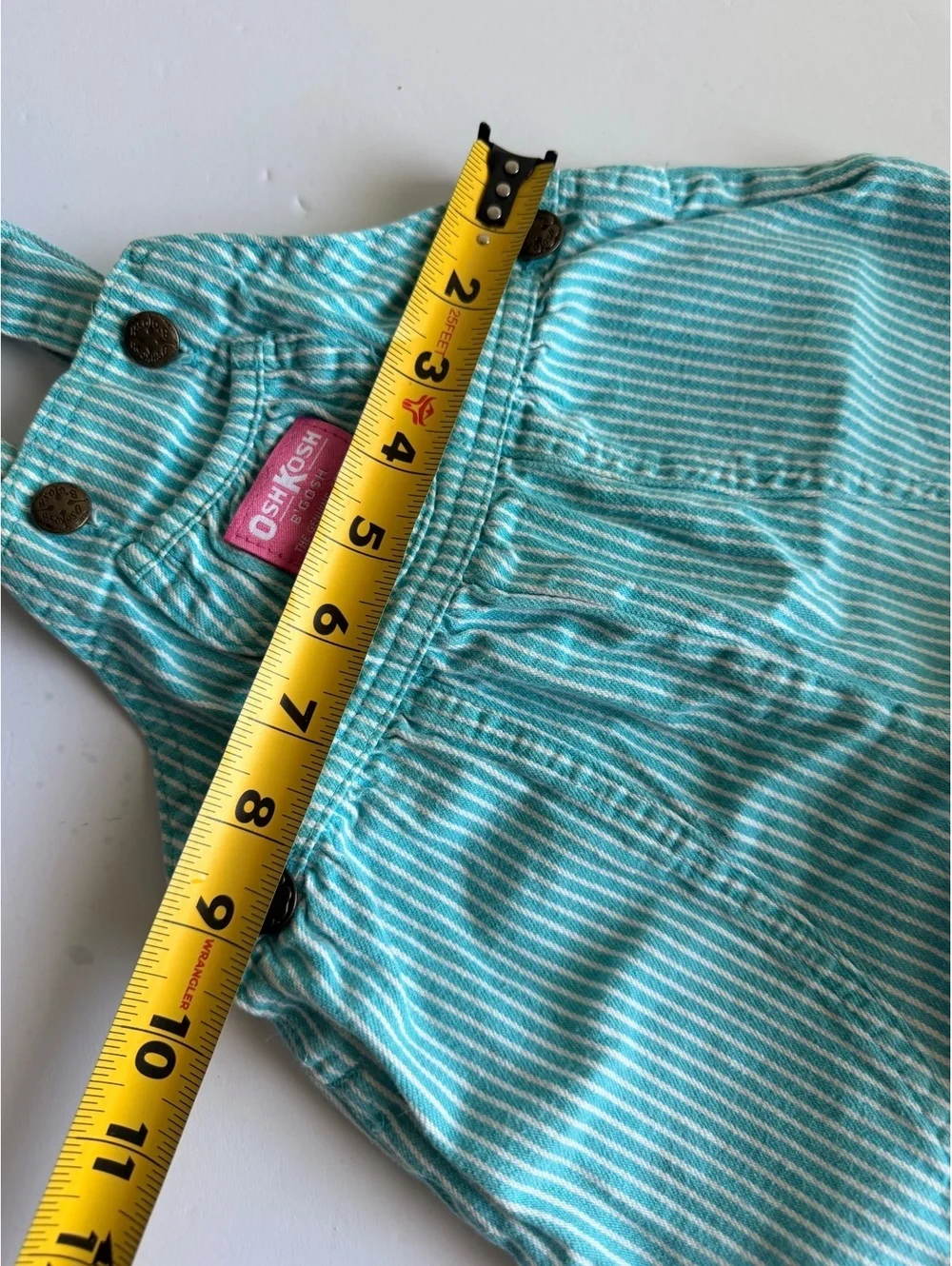 Vintage USA OshKosh B'Gosh Aqua Striped Overalls 3-6M